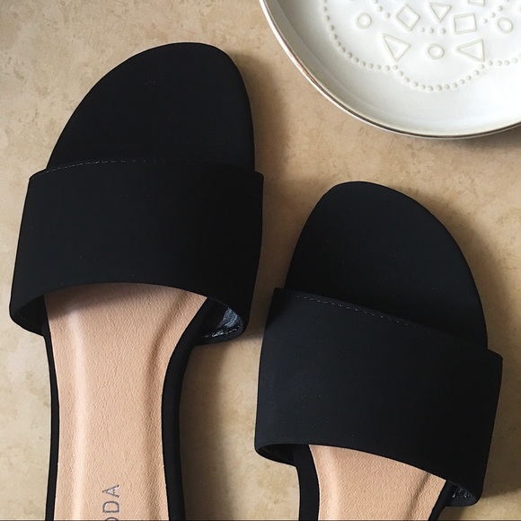 8. Black Slip On Sandals | Various sizes - Picture 2 of 5